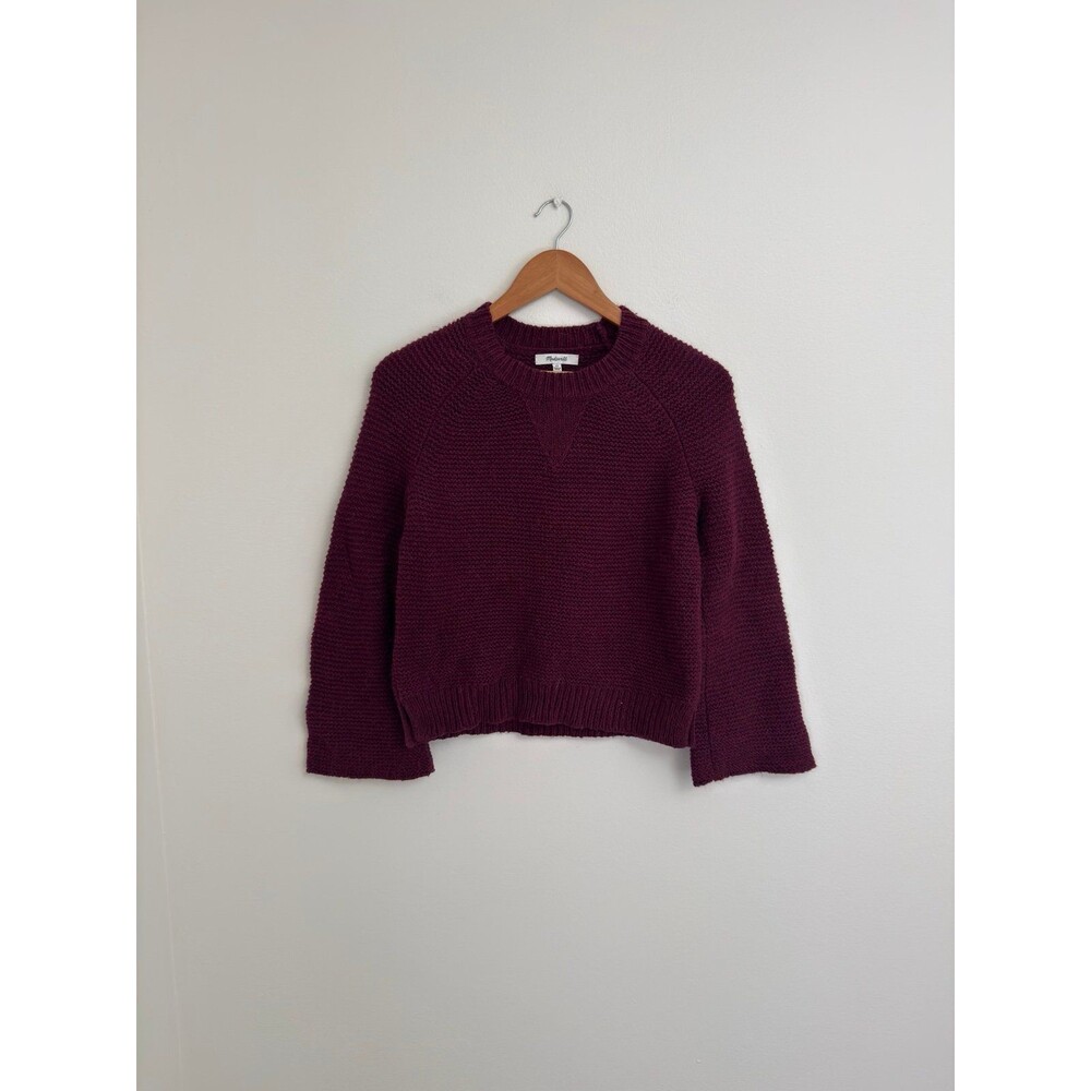 Madewell Wide-Sleeve Pullover Sweater in Hthr Maroon Size XS - Picture 5 of 9